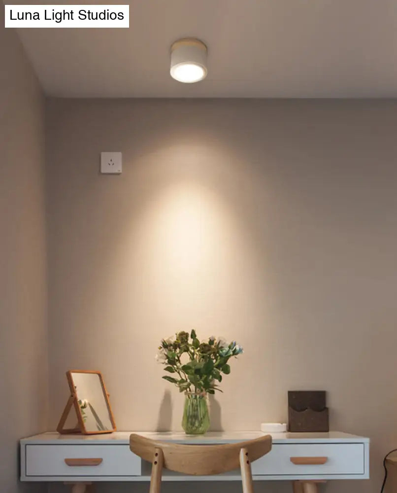 Nordic Style Led Metal Cylinder Flush Mount Ceiling Light