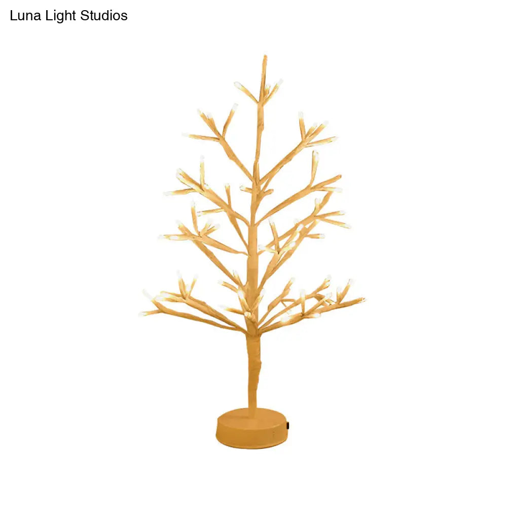 Nordic Style Led Table Lamp: Plastic Tree Nightstand Light For Bedroom
