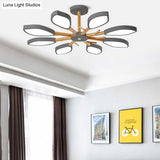 Nordic Style Macaron Chandelier: Leaf Acrylic Shade Hanging Light For Living Room