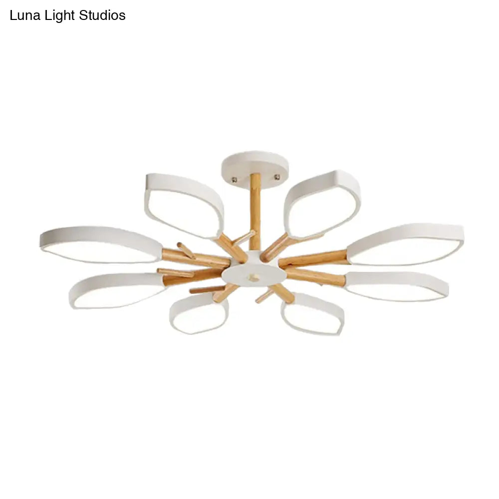 Nordic Style Macaron Chandelier: Leaf Acrylic Shade Hanging Light For Living Room