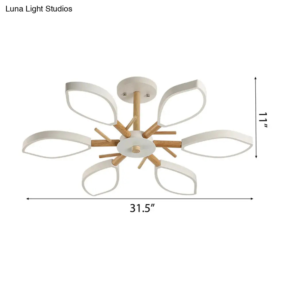 Nordic Style Macaron Chandelier: Leaf Acrylic Shade Hanging Light For Living Room