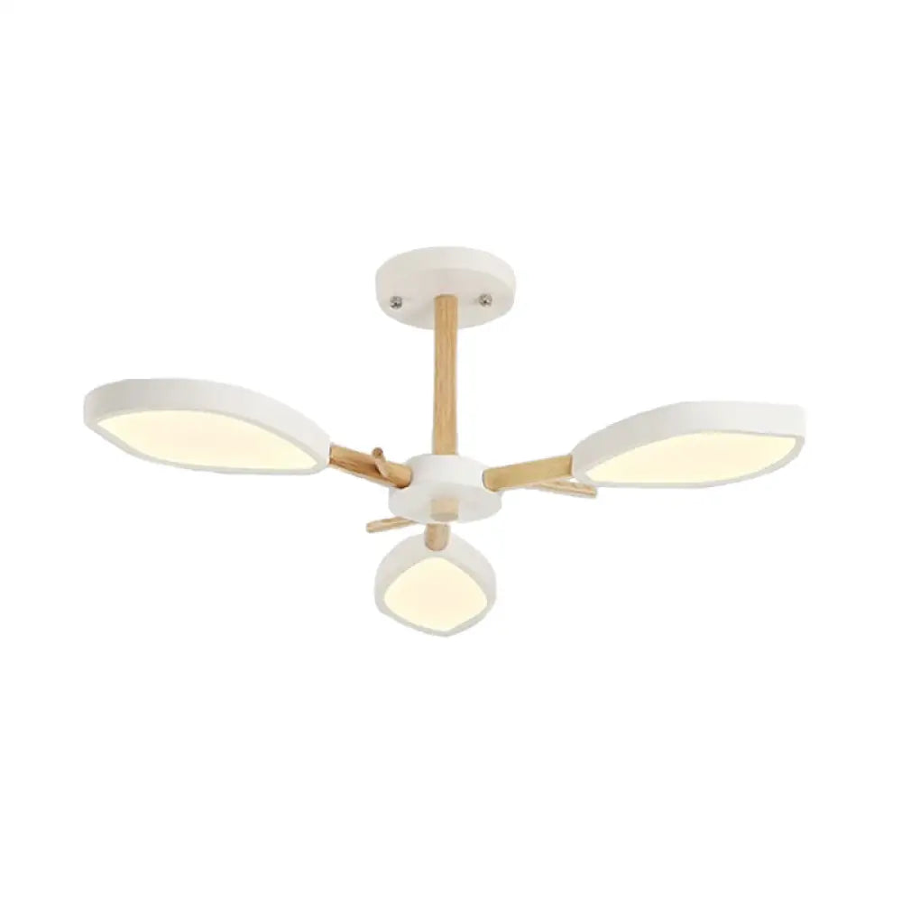 Nordic Style Macaron Chandelier: Leaf Acrylic Shade Hanging Light For Living Room 3 / White