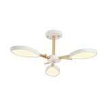 Nordic Style Macaron Chandelier: Leaf Acrylic Shade Hanging Light For Living Room 3 / White