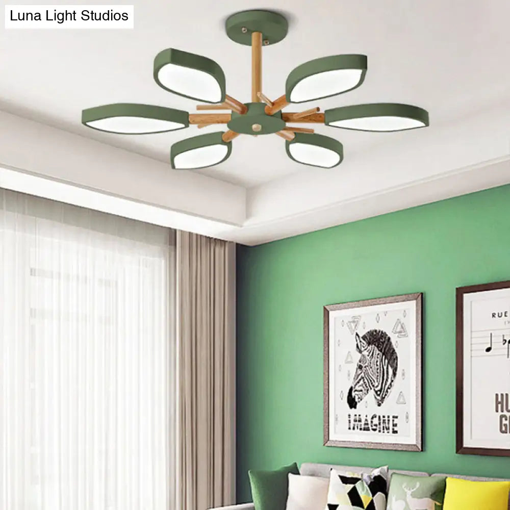 Nordic Style Macaron Chandelier: Leaf Acrylic Shade Hanging Light For Living Room