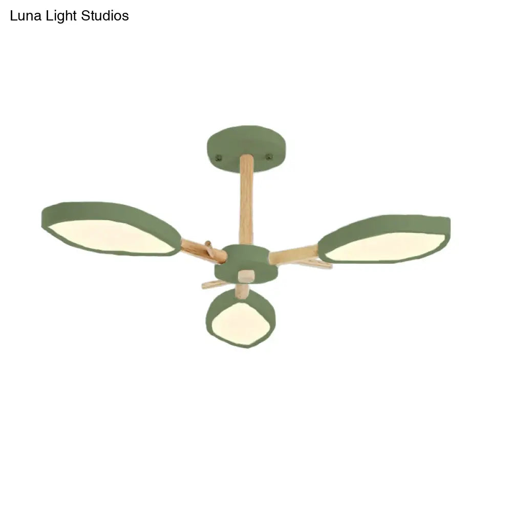 Nordic Style Macaron Chandelier: Leaf Acrylic Shade Hanging Light For Living Room
