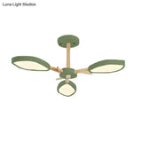 Nordic Style Macaron Chandelier: Leaf Acrylic Shade Hanging Light For Living Room