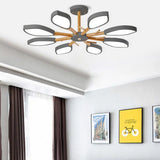 Nordic Style Macaron Chandelier: Leaf Acrylic Shade Hanging Light For Living Room 8 / Grey