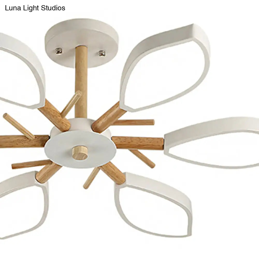 Nordic Style Macaron Chandelier: Leaf Acrylic Shade Hanging Light For Living Room