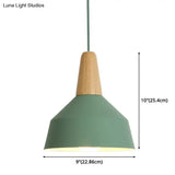 Nordic Style Metal Hanging Pendant Lamp With Wooden Top - Ideal For Restaurants