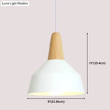 Nordic Style Metal Hanging Pendant Lamp With Wooden Top - Ideal For Restaurants