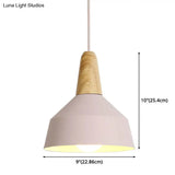 Nordic Style Metal Hanging Pendant Lamp With Wooden Top - Ideal For Restaurants