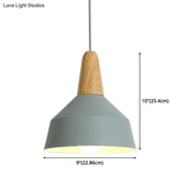 Nordic Style Metal Hanging Pendant Lamp With Wooden Top - Ideal For Restaurants