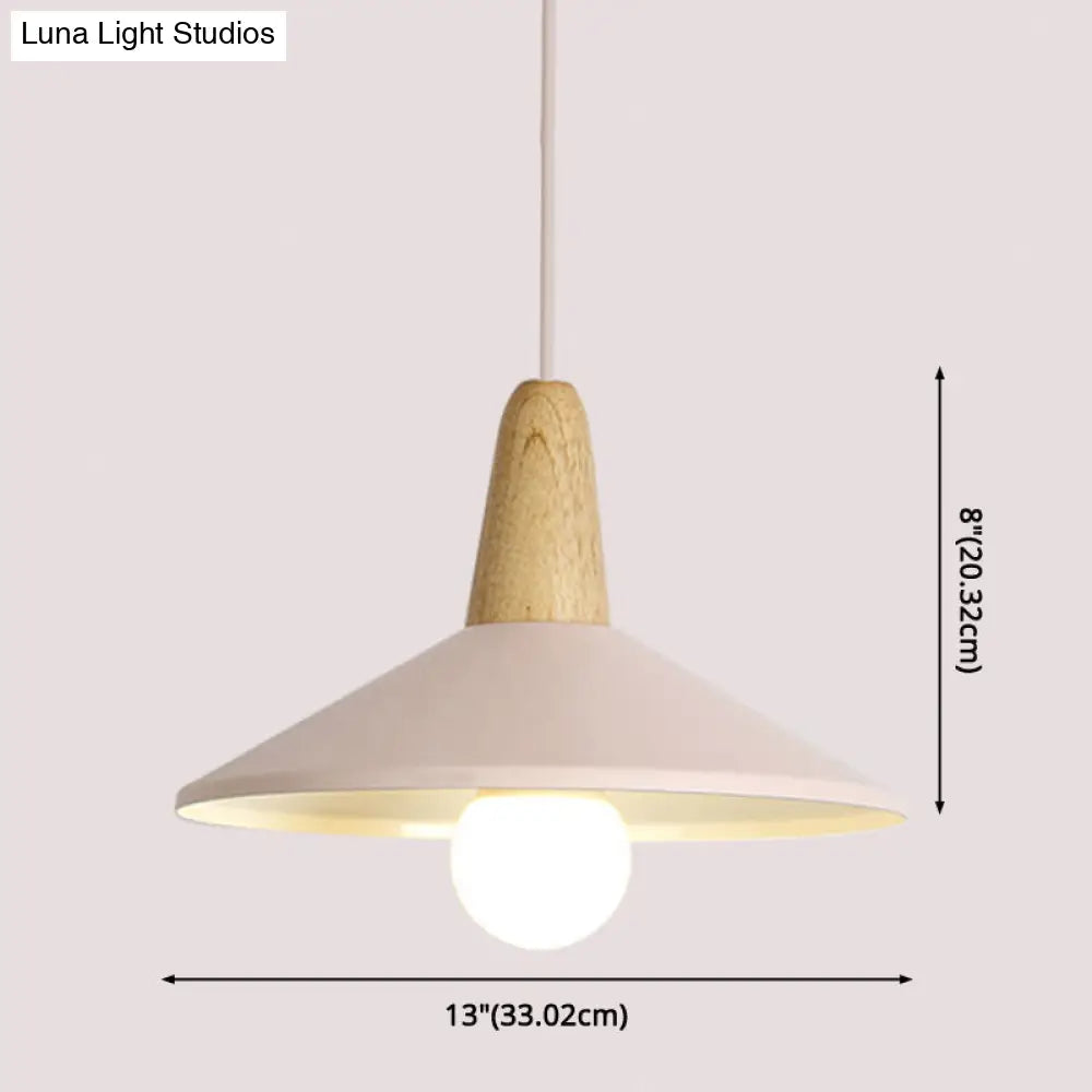 Nordic Style Metal Hanging Pendant Lamp With Wooden Top - Ideal For Restaurants