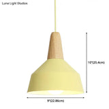 Nordic Style Metal Hanging Pendant Lamp With Wooden Top - Ideal For Restaurants