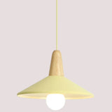 Nordic Style Metal Hanging Pendant Lamp With Wooden Top - Ideal For Restaurants Yellow / 13’