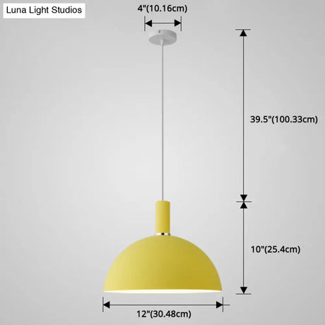 Nordic Style Metal Hemisphere Pendant Light For Restaurants - 1-Light Ceiling Lamp