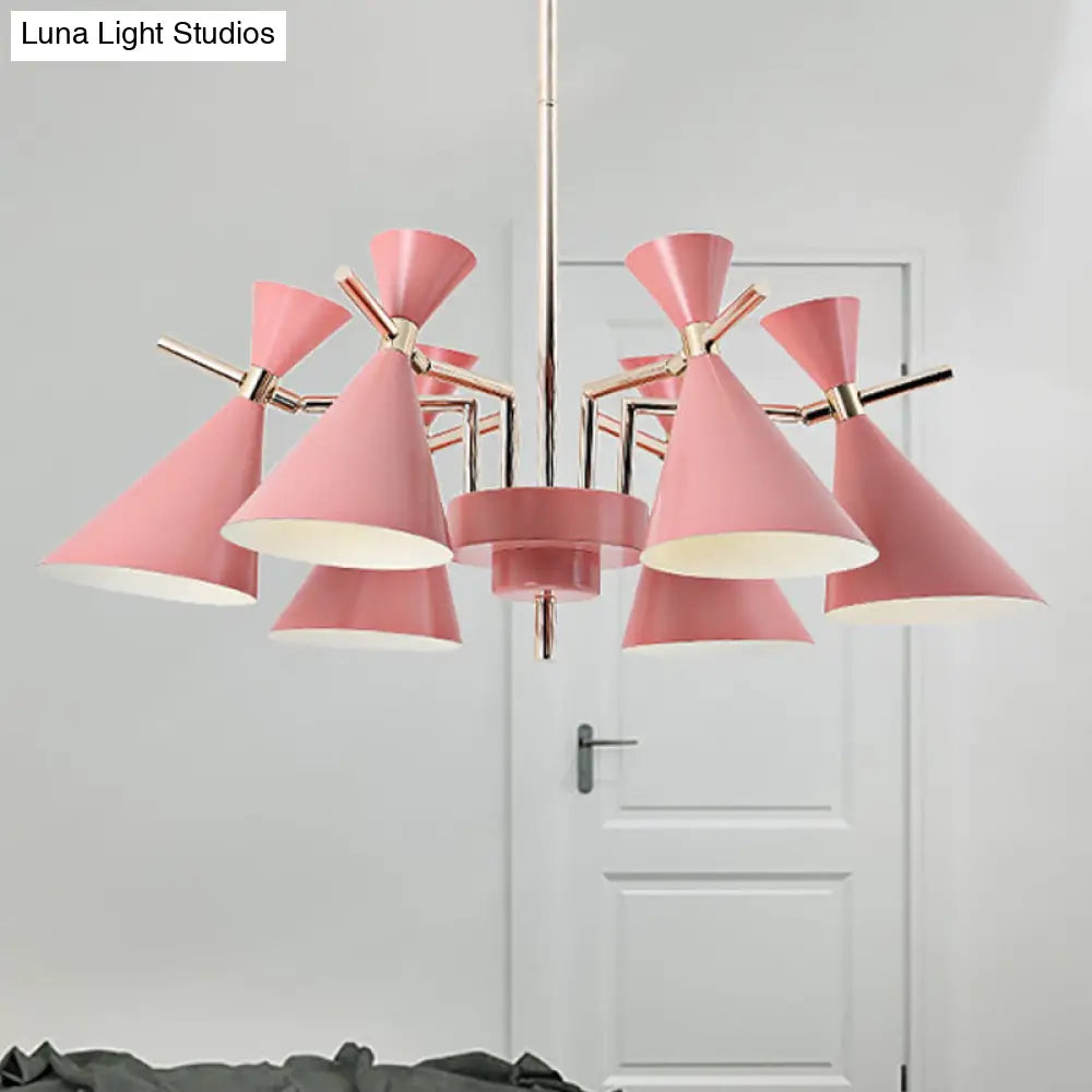 Nordic Style Metal Horn Chandelier With 6 Lights - Perfect For Girls Bedroom