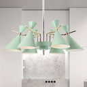 Nordic Style Metal Horn Chandelier With 6 Lights - Perfect For Girls Bedroom Green