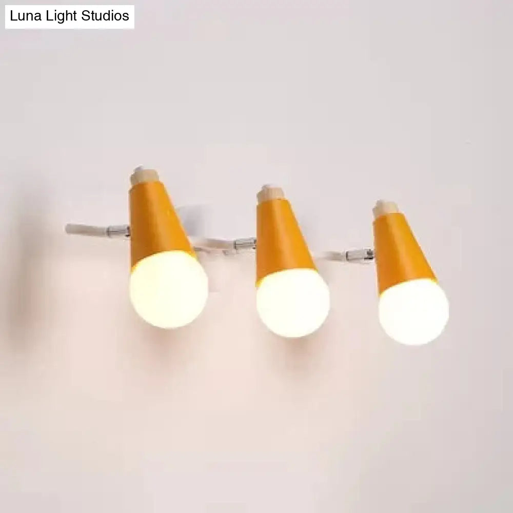Nordic Style Metal Sweet Cone Wall Sconce - 3 Lights For Bathroom