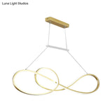 Nordic Style Metal Twisted Line Pendant Chandelier - Black/White/Gold Led Dining Room Lighting