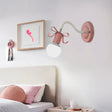 Nordic Style Metal Wall Lamp With Bow For Kindergarten - Single Head Bare Bulb Design Pink