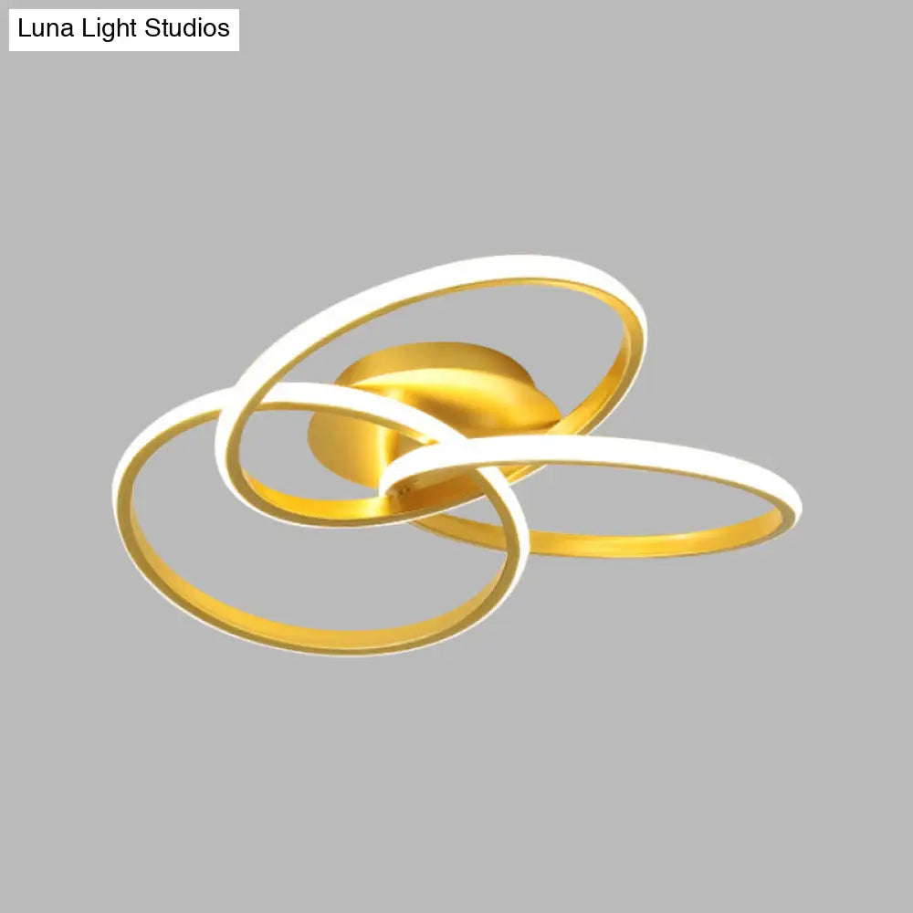 Nordic Style Metallic Black/Gold Led Ceiling Light - 16.5’/20.5’ Diameter With Warm/White