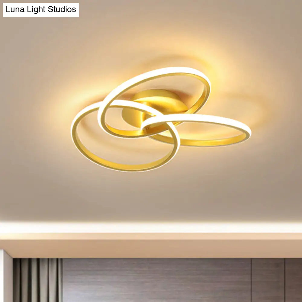 Nordic Style Metallic Black/Gold Led Ceiling Light - 16.5’/20.5’ Diameter With Warm/White