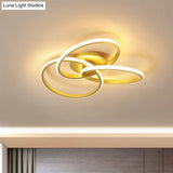 Nordic Style Metallic Black/Gold Led Ceiling Light - 16.5’/20.5’ Diameter With Warm/White