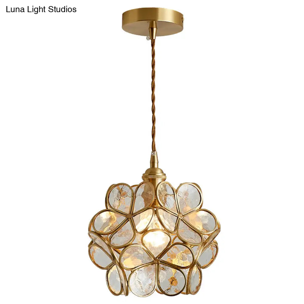 Nordic Style Metallic Pendant Ceiling Light - 1 Flower Hanging Down Lighting For Restaurants