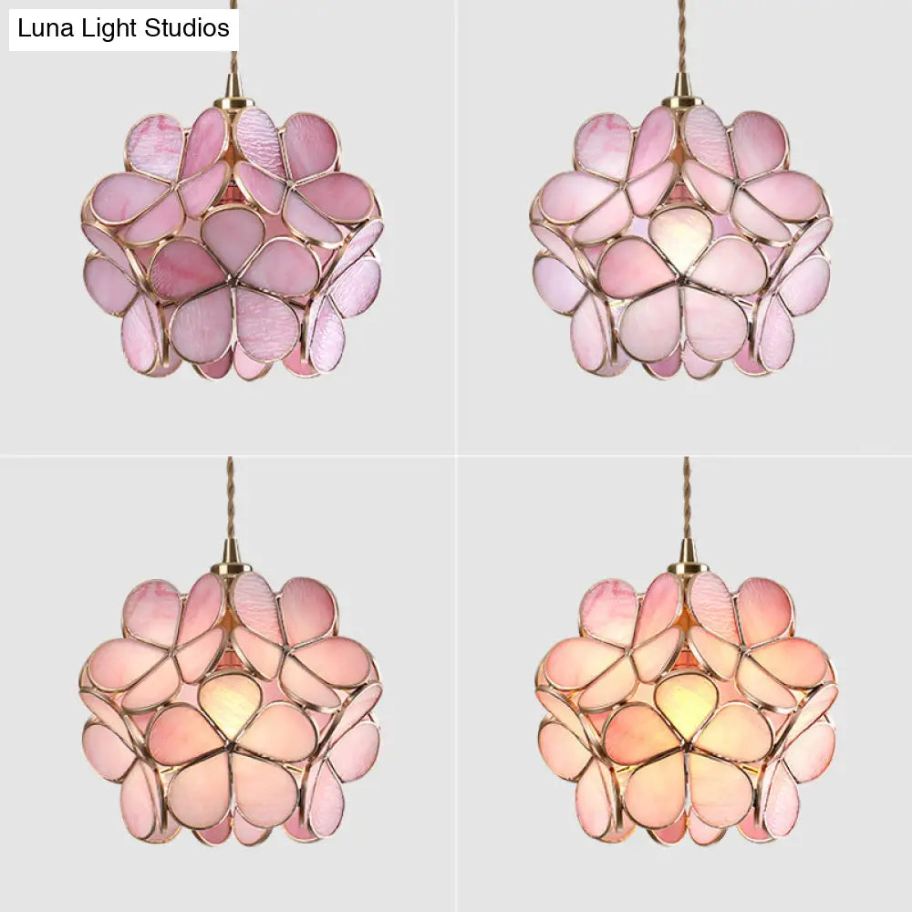 Nordic Style Metallic Pendant Ceiling Light - 1 Flower Hanging Down Lighting For Restaurants
