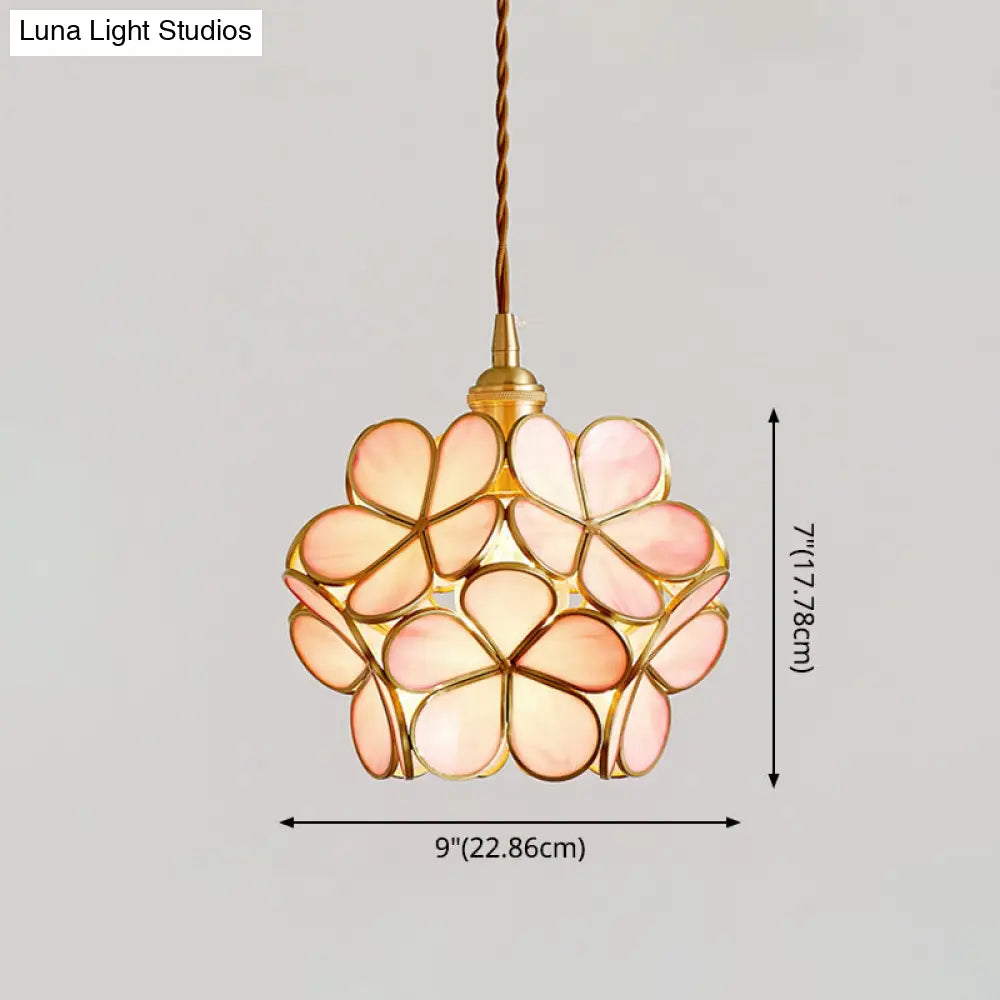 Nordic Style Metallic Pendant Ceiling Light - 1 Flower Hanging Down Lighting For Restaurants