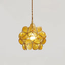 Nordic Style Metallic Pendant Ceiling Light - 1 Flower Hanging Down Lighting For Restaurants Tan