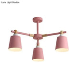 Nordic Style Multi-Head Chandelier For Game Room - Bucket Design With Metal Suspension Light