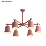 Nordic Style Multi-Head Chandelier For Game Room - Bucket Design With Metal Suspension Light