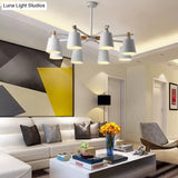 Nordic Style Multi-Head Chandelier For Game Room - Bucket Design With Metal Suspension Light