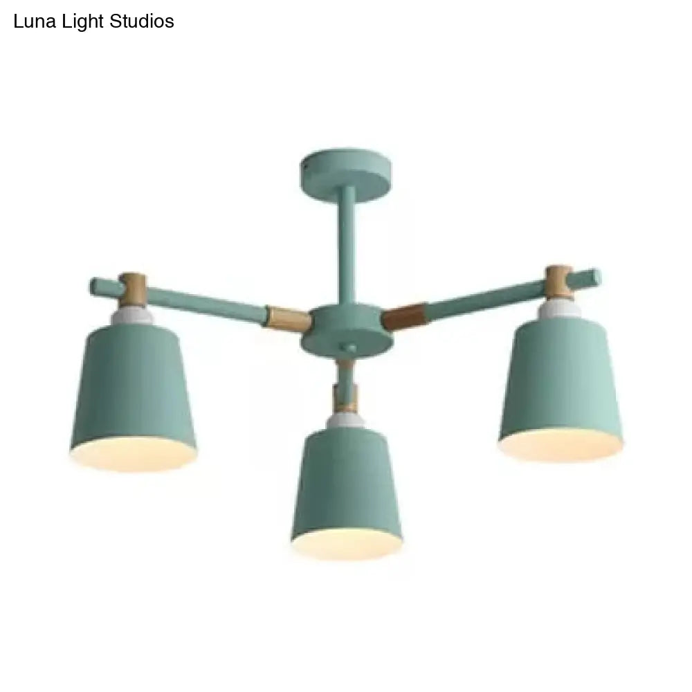 Nordic Style Multi-Head Chandelier For Game Room - Bucket Design With Metal Suspension Light