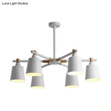 Nordic Style Multi-Head Chandelier For Game Room - Bucket Design With Metal Suspension Light
