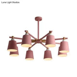 Nordic Style Multi-Head Chandelier For Game Room - Bucket Design With Metal Suspension Light