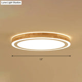 Nordic Style Natural Wood Led Flush Ceiling Lamp Kit - Super Thin & Round 12’/15’ Diameter