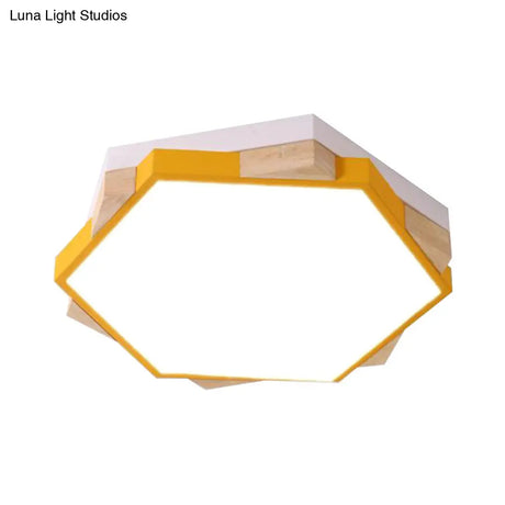 Nordic Style Pentagon Flushmount Ceiling Lamp For Study Room Corridor - Acrylic & Metal
