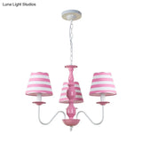Nordic Style Pink Fabric Stripe Suspension Chandelier For Restaurants