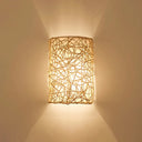 Nordic Style Rattan Wall Lamp - Half Cylinder Shape For Corridors Wood