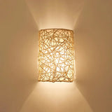 Nordic Style Rattan Wall Lamp - Half Cylinder Shape For Corridors Wood