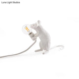 Nordic Style Resin Mouse Table Lamp With White Finish - 1 Head Restaurant Desk Lighting