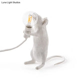 Nordic Style Resin Mouse Table Lamp With White Finish - 1 Head Restaurant Desk Lighting
