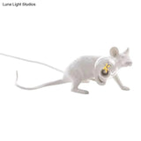 Nordic Style Resin Mouse Table Lamp With White Finish - 1 Head Restaurant Desk Lighting
