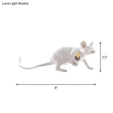 Nordic Style Resin Mouse Table Lamp With White Finish - 1 Head Restaurant Desk Lighting