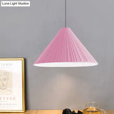 Nordic Style Ribbed Cone Pendant Light - White/Pink/Blue 1 Multiple Sizes Living Room Hanging Lamp