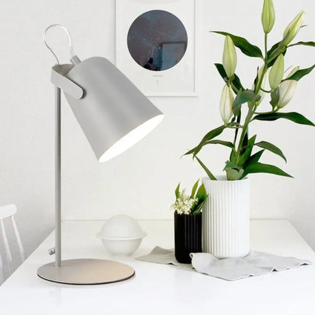 Nordic Style Rotatable Desk Lamp: Metal Plug-In Light For Dormitory Bedroom Grey