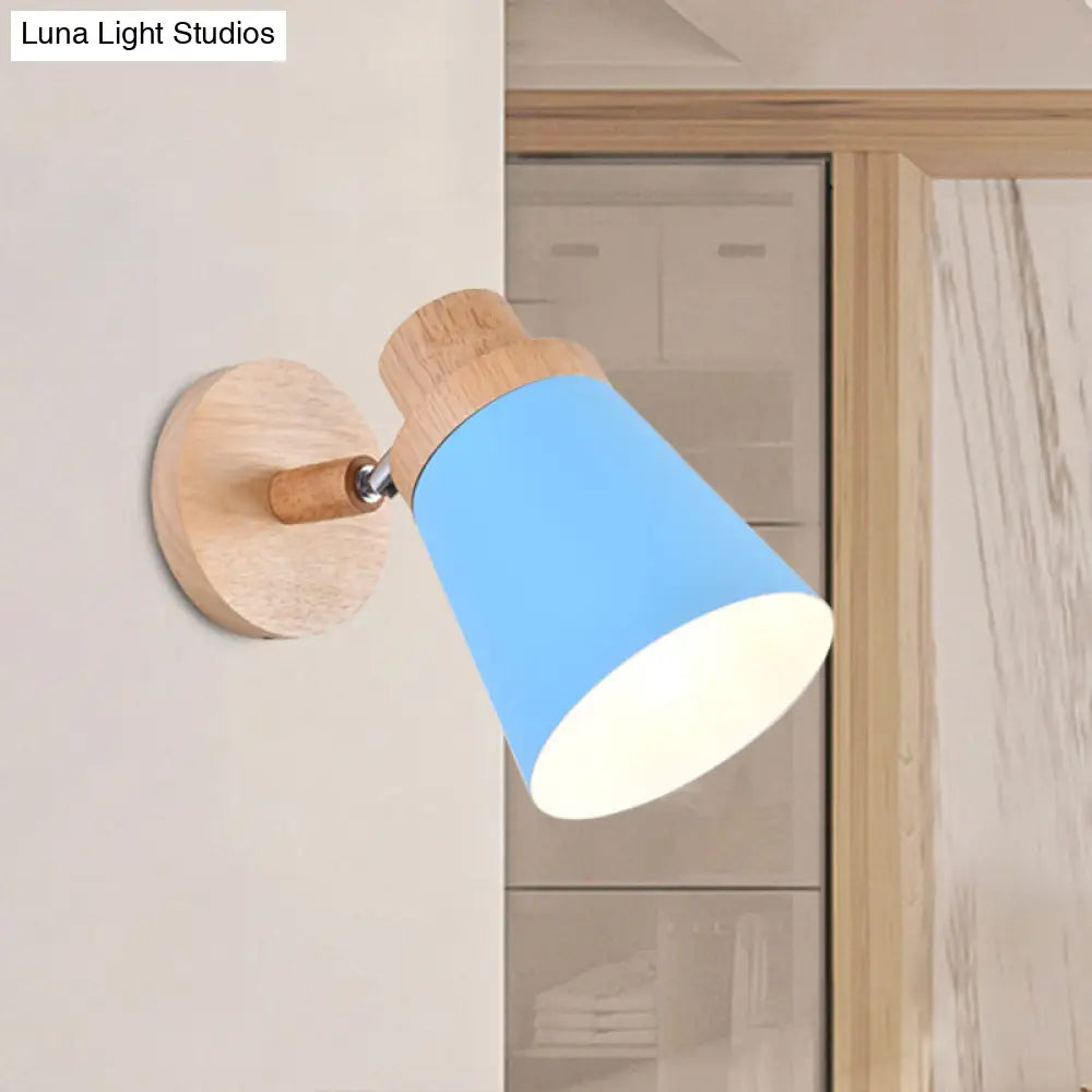 Nordic Style Rotatable Wall Lamp For Baby Room With Coolie Shade And Metal Base